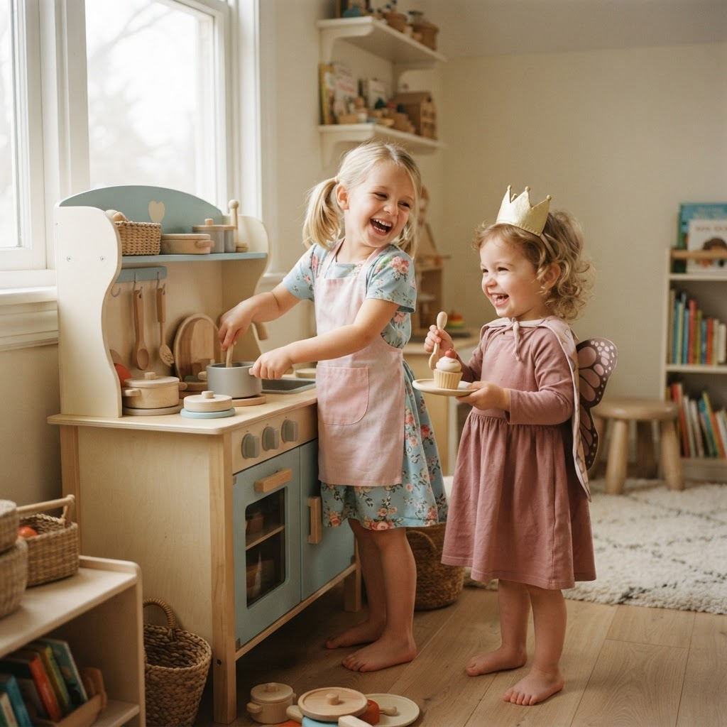 Children enjoying imaginative pretend play